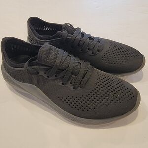 Crocs Literide 360 Pacer Athletic Sneakers Black Grey Lace-Up Low Top - Womens 8